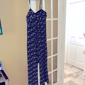 Xhilaration Black and White Floral Jumpsuit